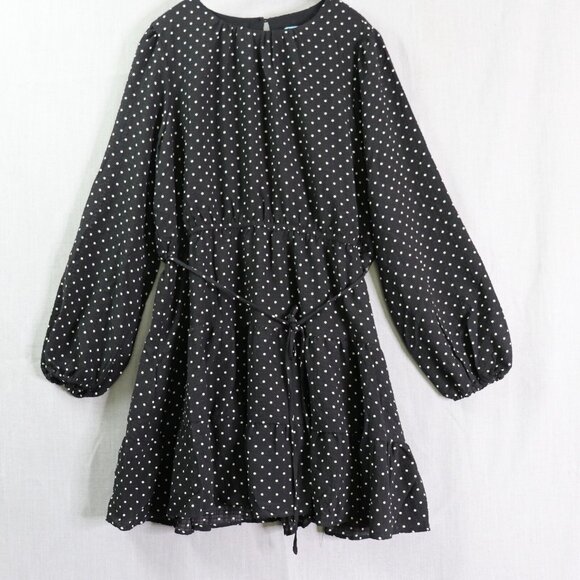 Draper James Polka Dot Ruffle Dress Women’s XXL Black White Long Sleeve Tiered - Picture 3 of 16